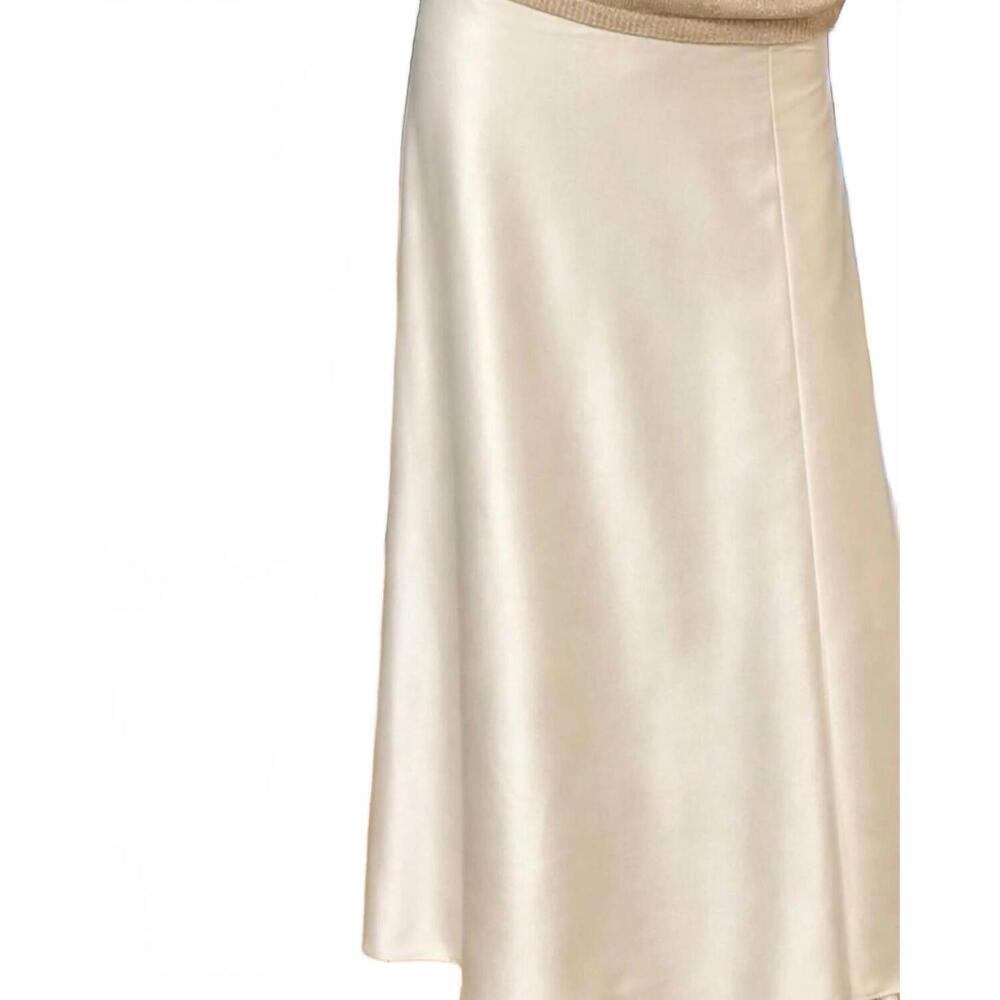 NEW CONNIE ROBERSON silk maxi skirt in ivory